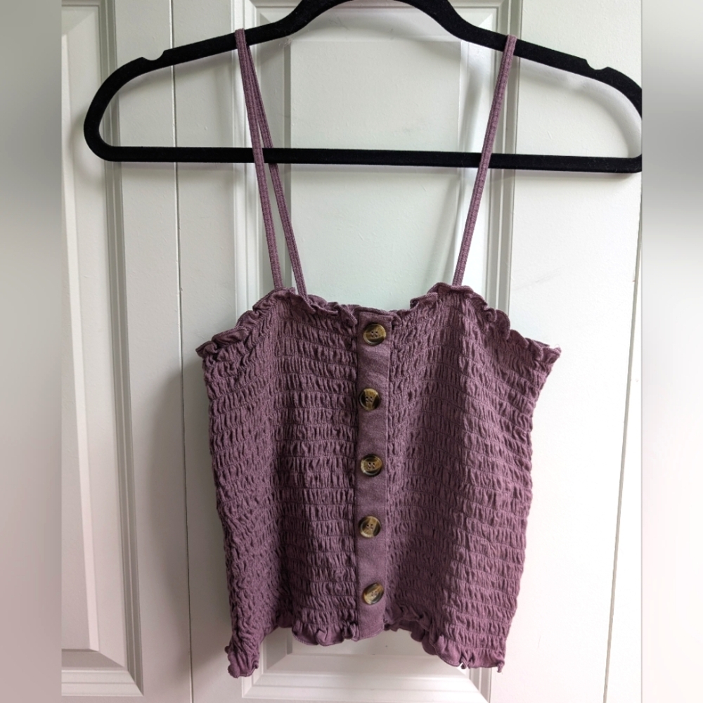 American Eagle Smocked Button Tank Top